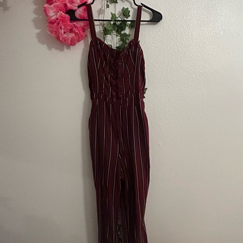 Striped Burgundy Jumpsuit